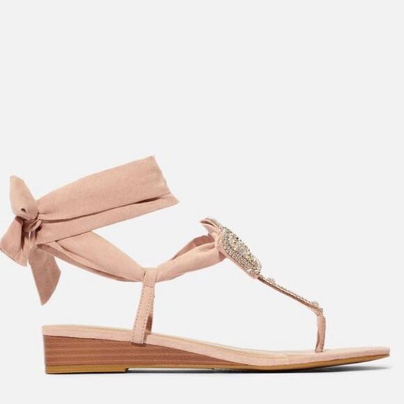 JustFab Blush Wrap Up Flat Sandals - Size 6.5 - Picture 2 of 16